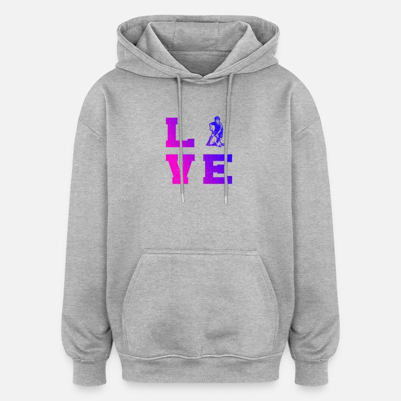 Motif emblématique du floorball - Sweat à capuche oversize unisexe - gris chiné