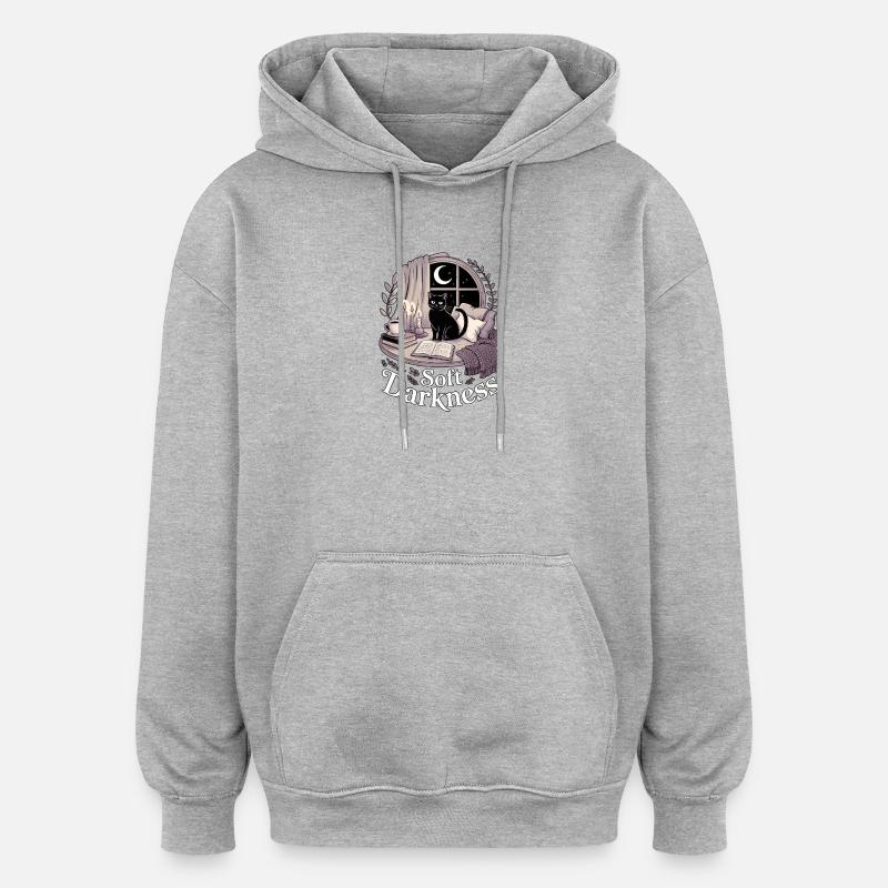 Soft Darkness Cozy Goth Katze - Oversized Unisex Hoodie - Grau meliert