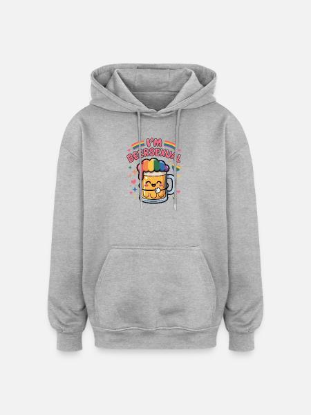 I'm Beersexual - Cool Beer Logo - Oversized Unisex Hoodie - heather grey