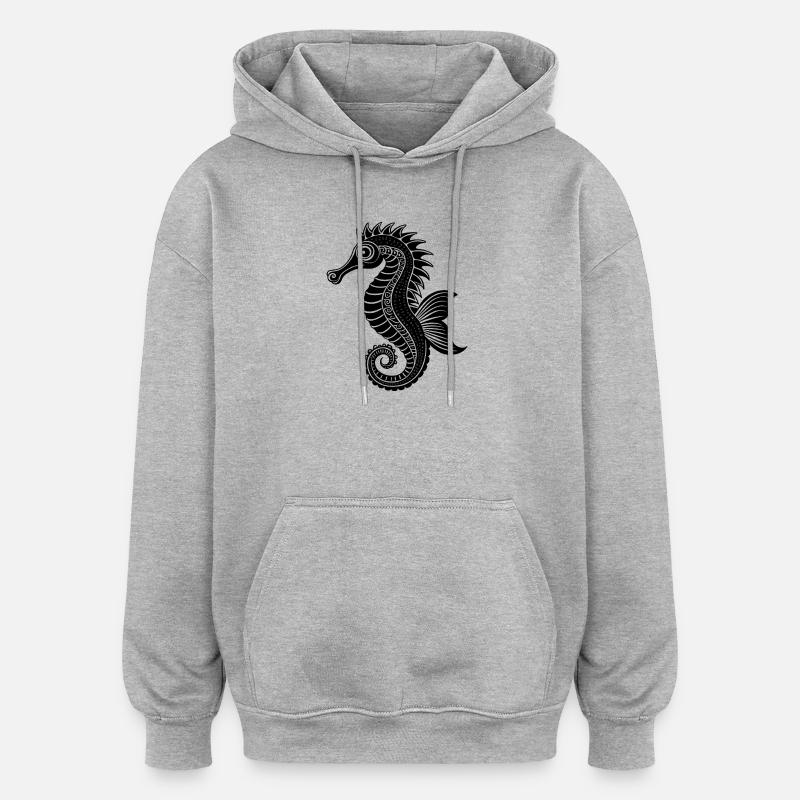 Hippocampe - Sweat à capuche oversize unisexe - gris chiné