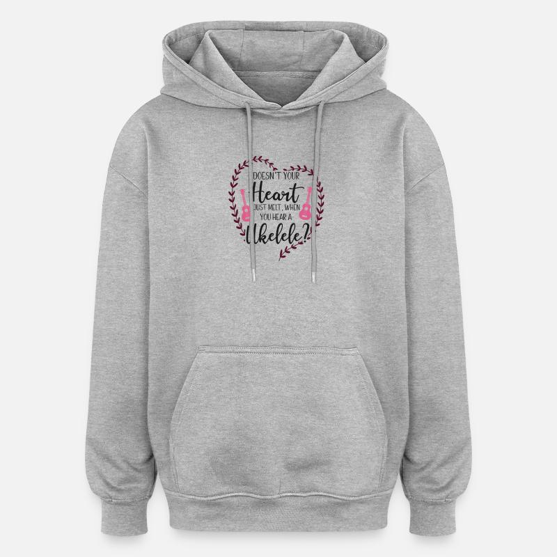 Le ukulélé hawaïen n’est pas ton - Sweat à capuche oversize unisexe - gris chiné
