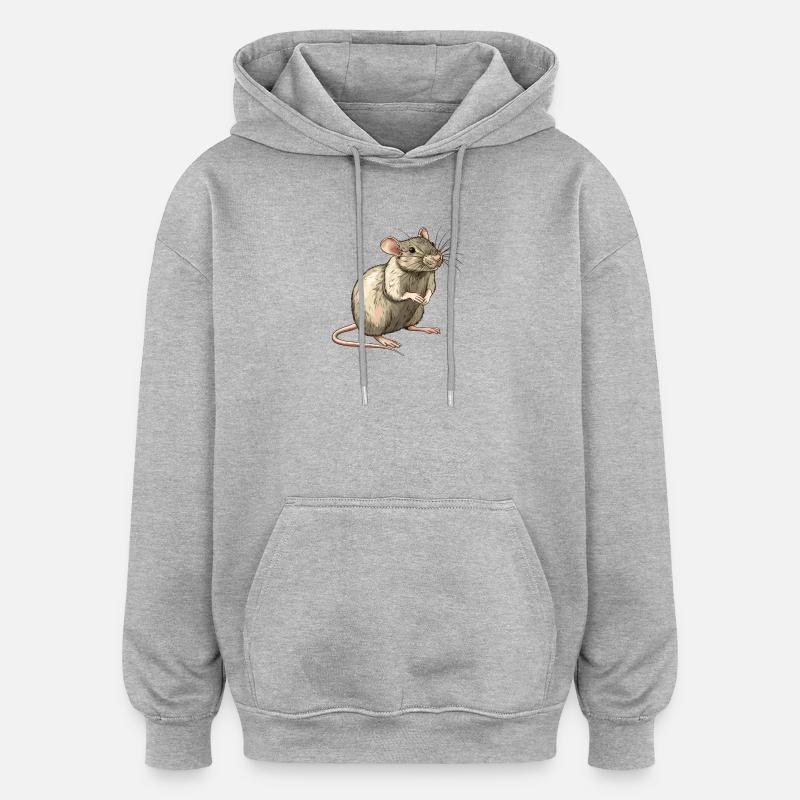 Rat Rat - Sweat à capuche oversize unisexe - gris chiné