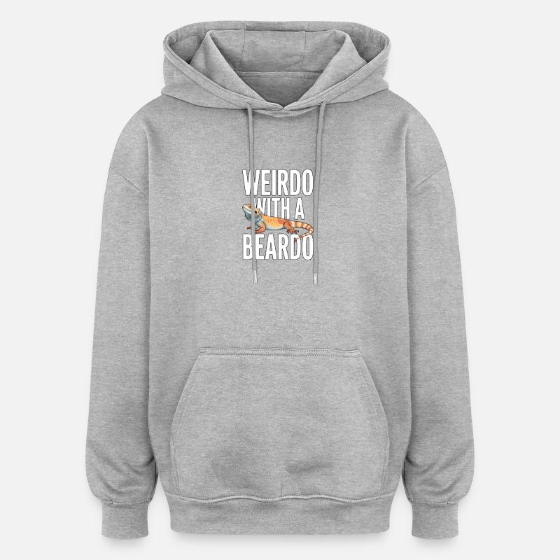 Un Drôle avec un Beardo - Sweat à capuche oversize unisexe - gris chiné