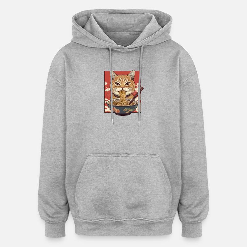 Maître des Ramens pour chats - Sweat à capuche oversize unisexe - gris chiné