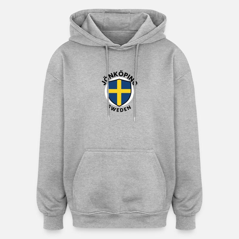 Bouclier de Jönköping Suède - Sweat à capuche oversize unisexe - gris chiné