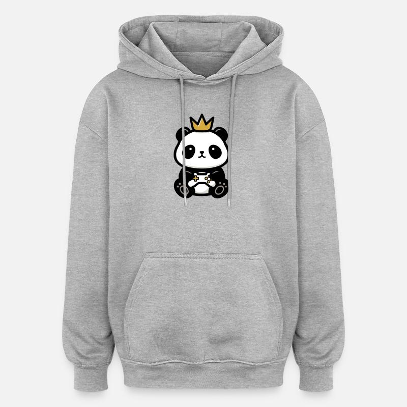 Couronne de joueur autocollant Panda - Sweat à capuche oversize unisexe - gris chiné