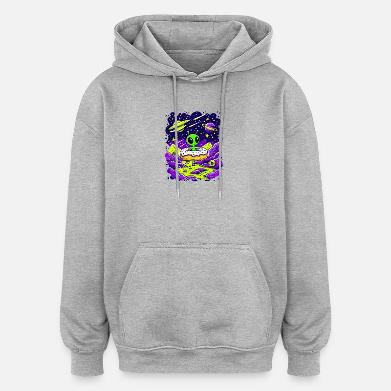Donut extraterrestre à Starland - Sweat à capuche oversize unisexe - gris chiné