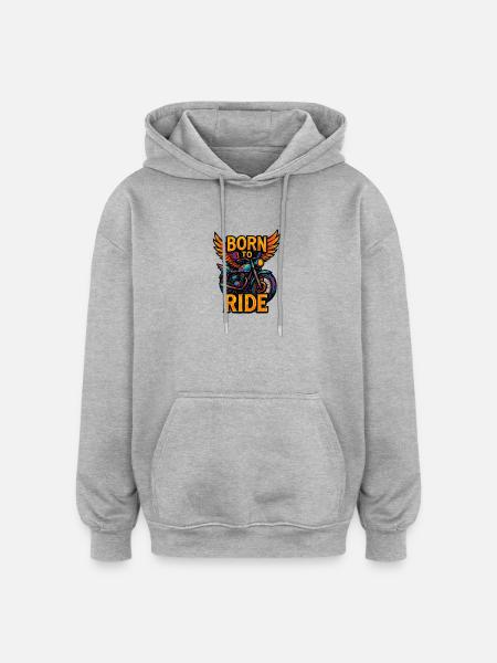 Born to Ride - Moto - Biker - Sweat à capuche oversize unisexe - gris chiné