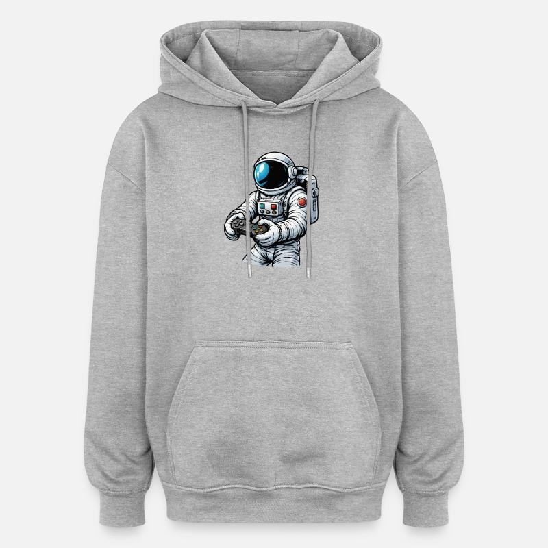 Astronaut with game controller - Oversized Unisex Hoodie - heather grey