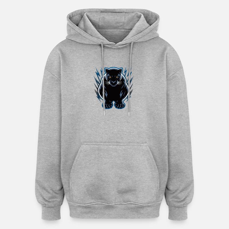 Néon de la Panthère Nocturne - Sweat à capuche oversize unisexe - gris chiné