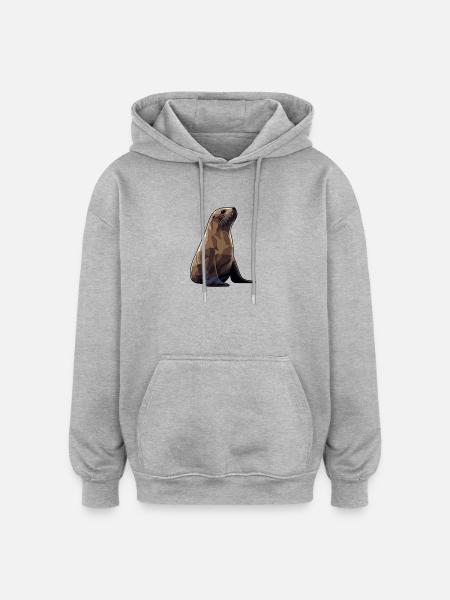 Seehund Tier Seelöwe - Oversized Unisex Hoodie - Grau meliert