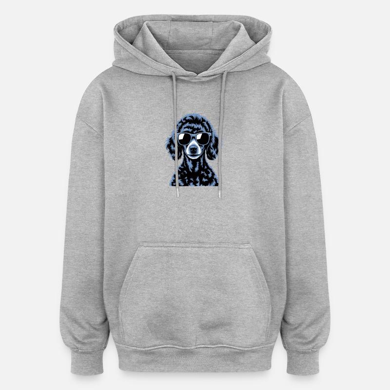 Caniche noir - Sweat à capuche oversize unisexe - gris chiné