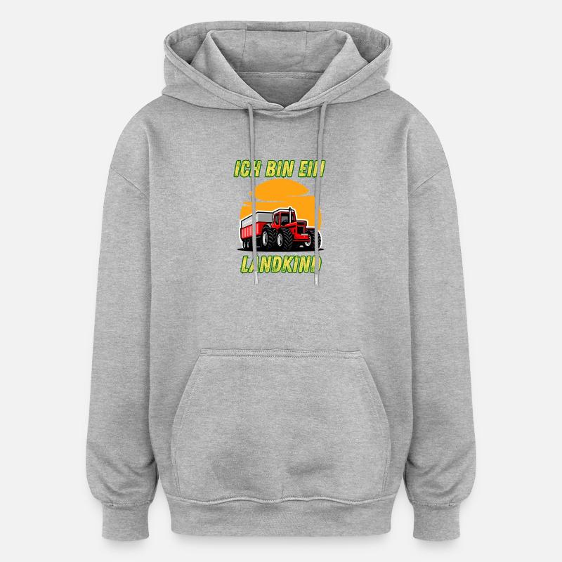 Traktor - Ich bin ein Landkind - Oversized Unisex Hoodie - Grau meliert