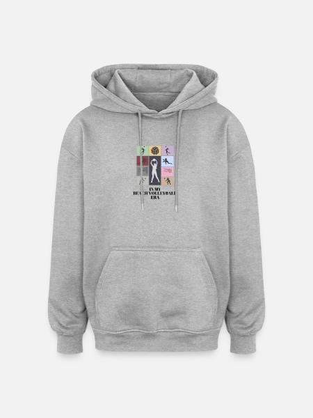 À mon époque de beach-volley - Sweat à capuche oversize unisexe - gris chiné