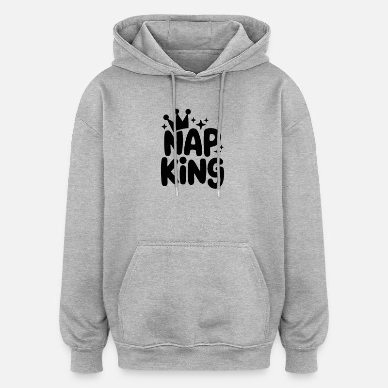 Roi de la sieste : repos royal - Sweat à capuche oversize unisexe - gris chiné
