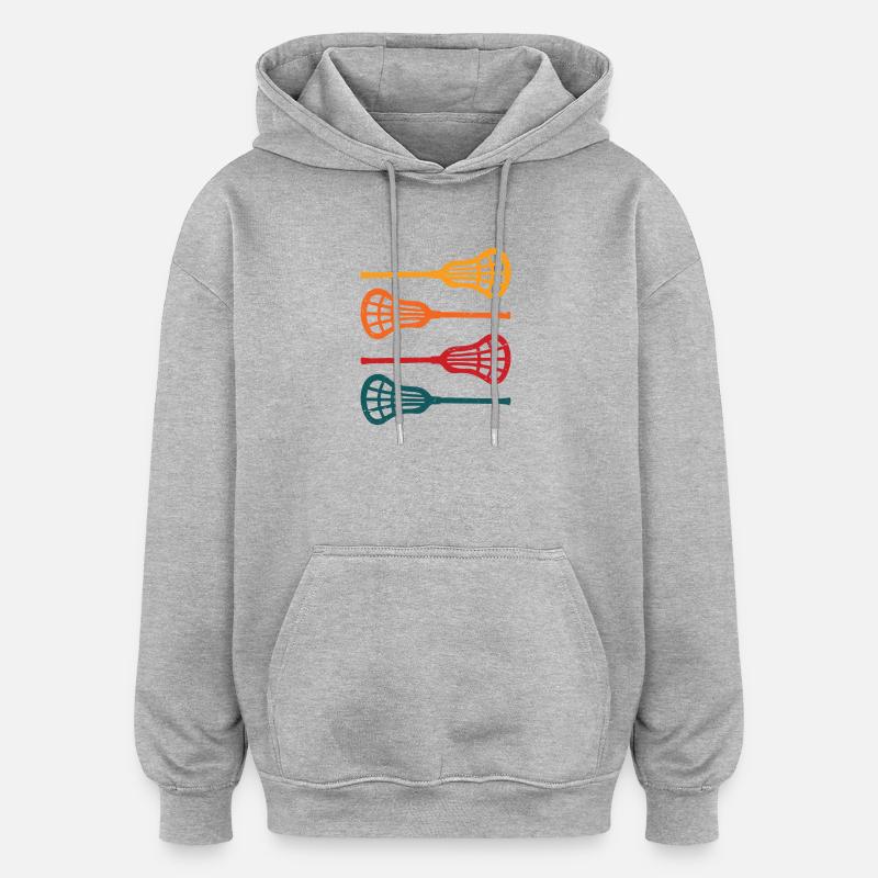 Lacrosse avec crosse avec bâton - Sweat à capuche oversize unisexe - gris chiné