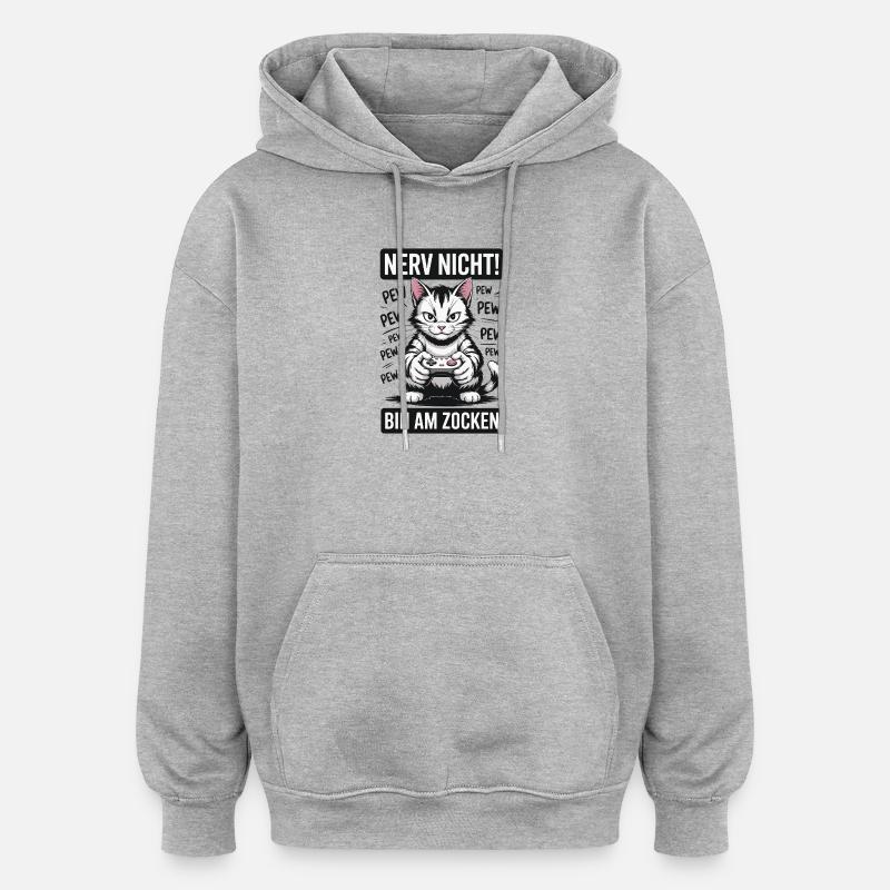 Courage Not I Gaming Cat Design - Sweat à capuche oversize unisexe - gris chiné