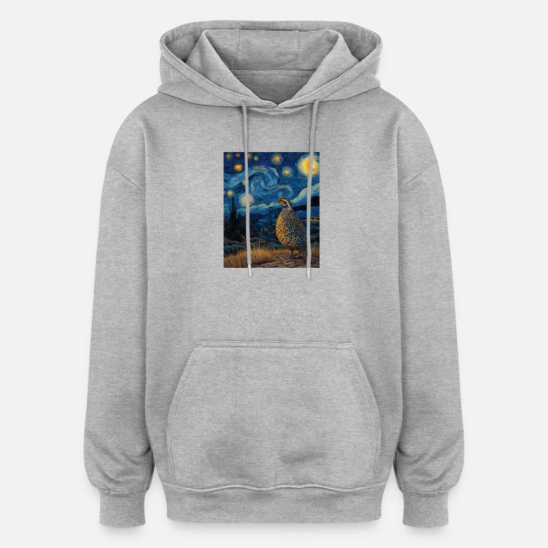 Caille Van Gogh - Sweat à capuche oversize unisexe - gris chiné