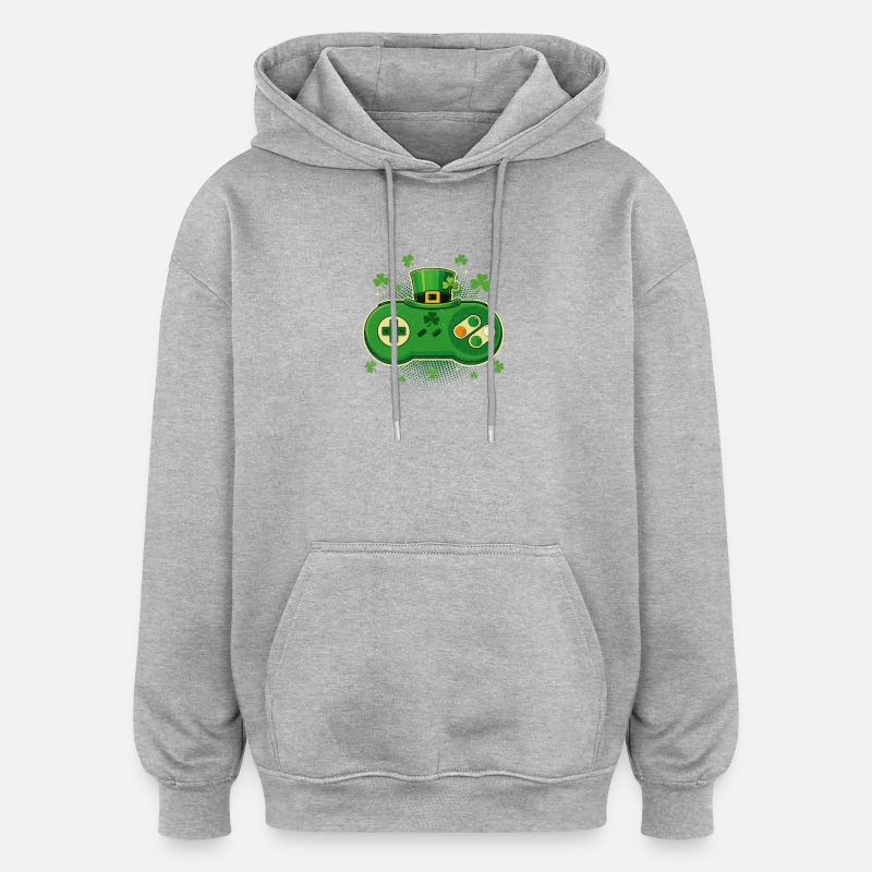 Irischer Videospiel-Controller St Pats - Oversized Unisex Hoodie - Grau meliert