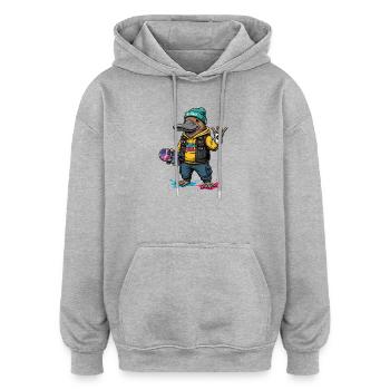 Cosmic Duck Streetstyle - Oversized Unisex Hoodie - Grau meliert - Vorne - Noah (186cm)