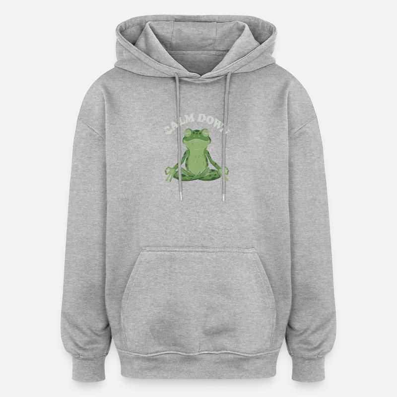 Little Toad Meditation Pose - Oversized Unisex Hoodie - heather grey