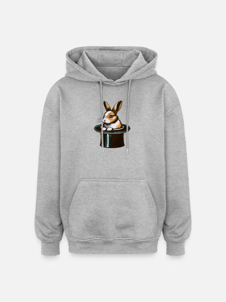 Bunny from the top hat - Oversized Unisex Hoodie - heather grey
