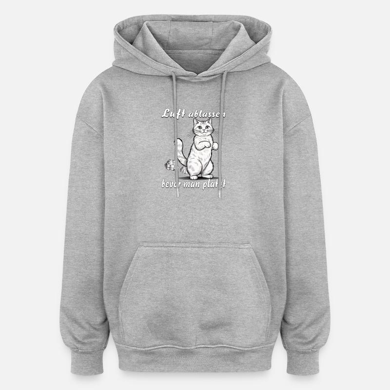 CAT Dégonfla avant d’éclater - Sweat à capuche oversize unisexe - gris chiné