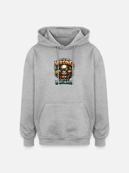 Jeg kan tage fejl, men det er meget usandsynligt - Oversize unisex hoodie - grå meleret