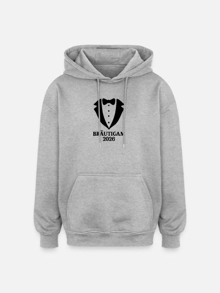 Fiançailles du marié 2026 - Sweat à capuche oversize unisexe - gris chiné