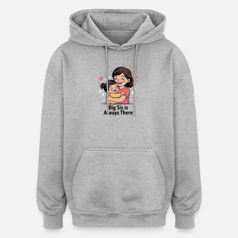 Tendre étreinte de grande sœur - Sweat à capuche oversize unisexe - gris chiné