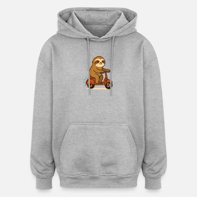 Faultier auf Roller - Oversized Unisex Hoodie - Grau meliert