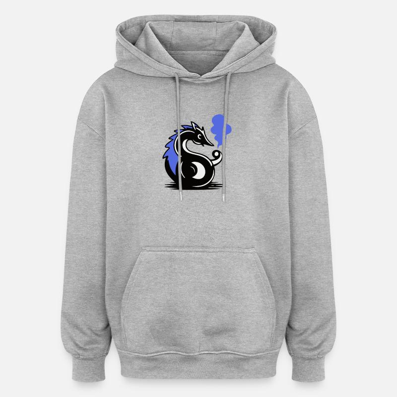 Blauer Glut-Seepferdchen - Oversized Unisex Hoodie - Grau meliert