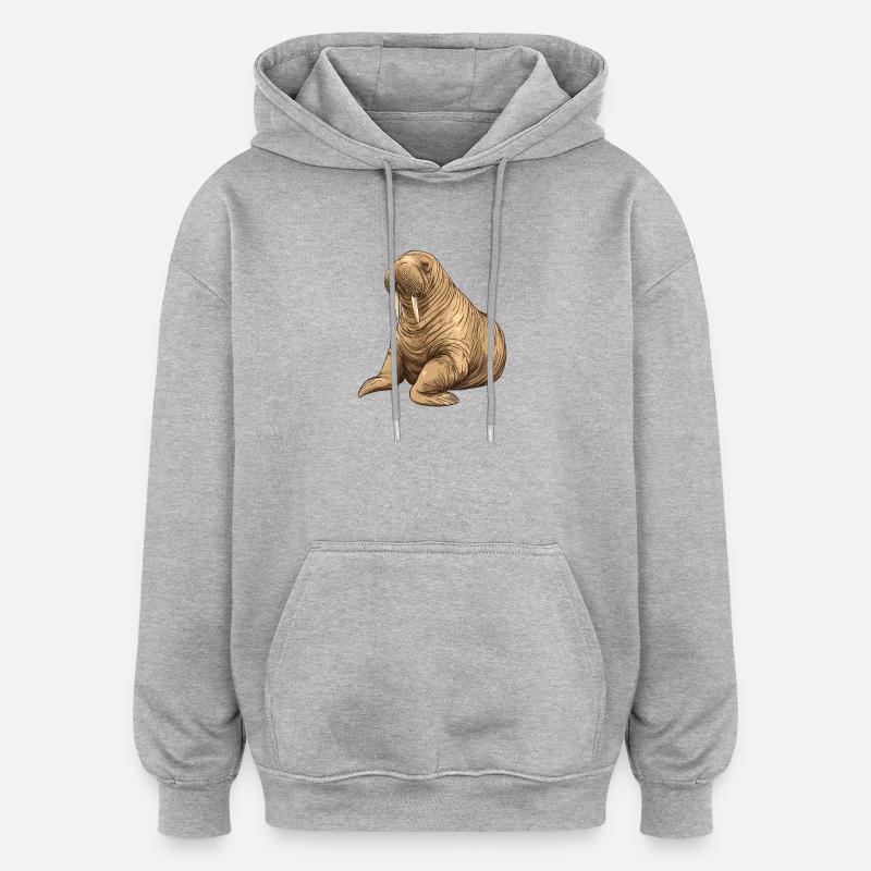 Morse - Sweat à capuche oversize unisexe - gris chiné