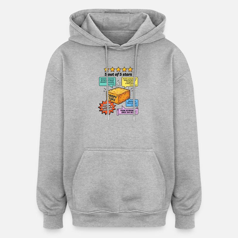Crispy Tofu 5 Sterne Bewertung - Oversized Unisex Hoodie - Grau meliert