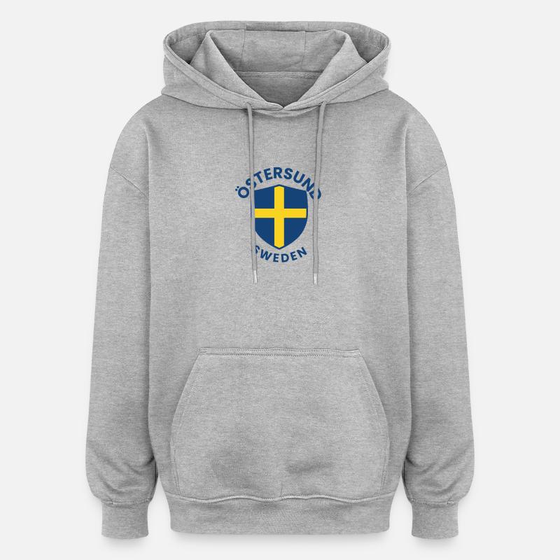 Bouclier d’Östersund, Suède Motif - Sweat à capuche oversize unisexe - gris chiné