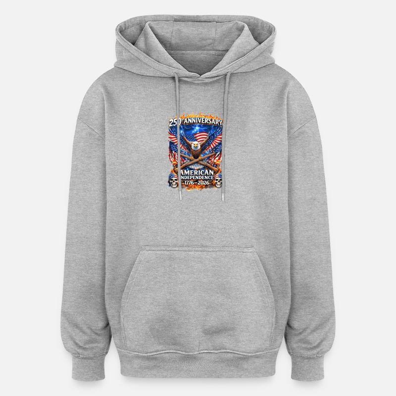 250. American Independence Eagle - Oversized Unisex Hoodie - Grau meliert