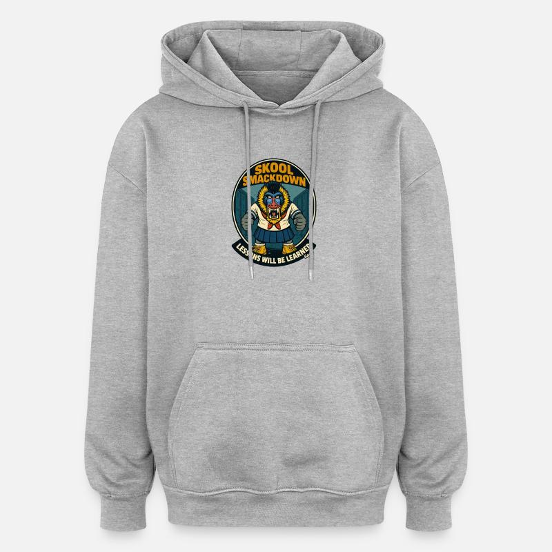 Schule Smackdown Primaten Affe Mandrill - Oversized Unisex Hoodie - Grau meliert