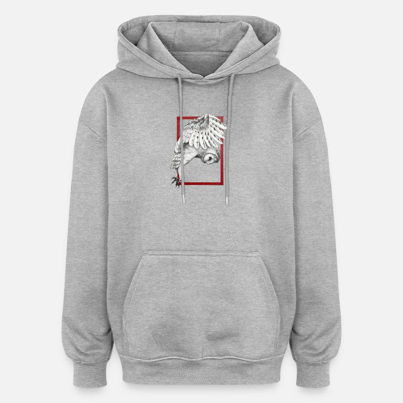 Hibou avec cadre - Sweat à capuche oversize unisexe - gris chiné