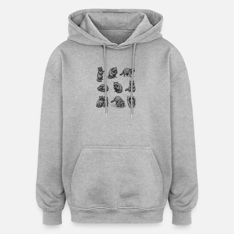 Motif de silhouettes des Night Cats - Sweat à capuche oversize unisexe - gris chiné