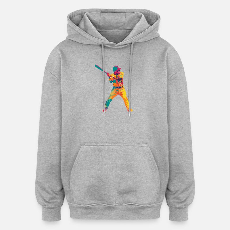 Pop Art Baseball Swing - Sweat à capuche oversize unisexe - gris chiné