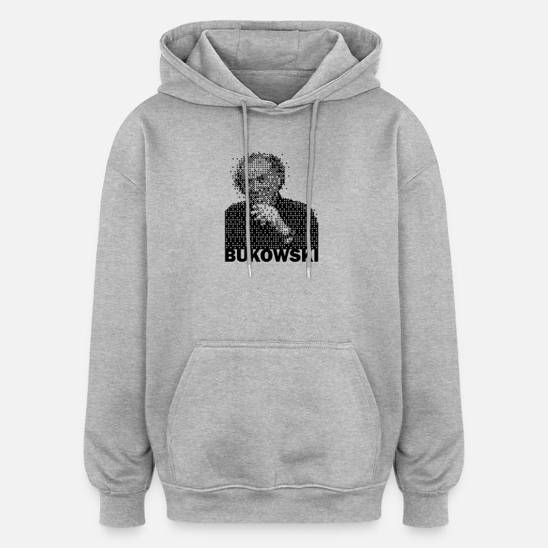 Portrait de Charles Bukowski - Sweat à capuche oversize unisexe - gris chiné