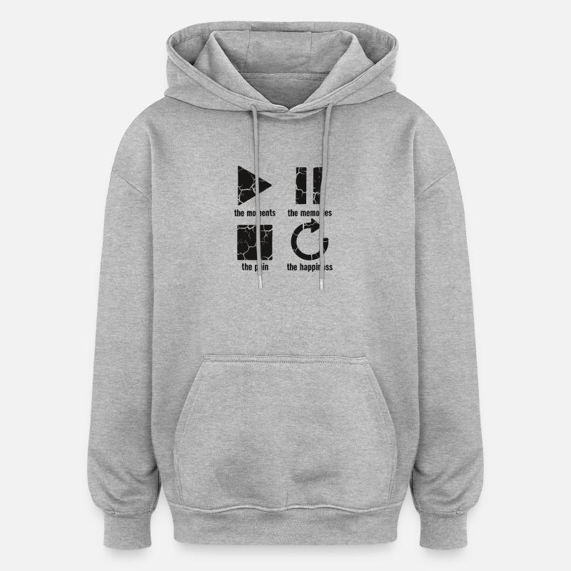 Pleine conscience, moments, souvenirs, bonheur - Sweat à capuche oversize unisexe - gris chiné