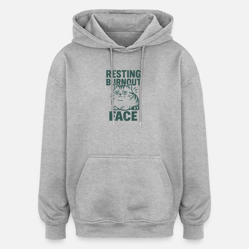 Visage de repos épuisé | Sarcasme - Sweat à capuche oversize unisexe - gris chiné