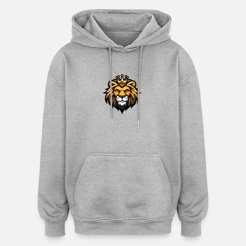 Couronne de tête de lion - Sweat à capuche oversize unisexe - gris chiné