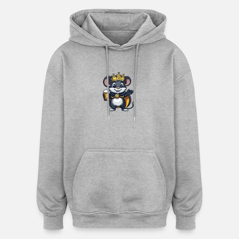 Re della Birra del Topo - Felpa con cappuccio unisex oversize - grigio melange