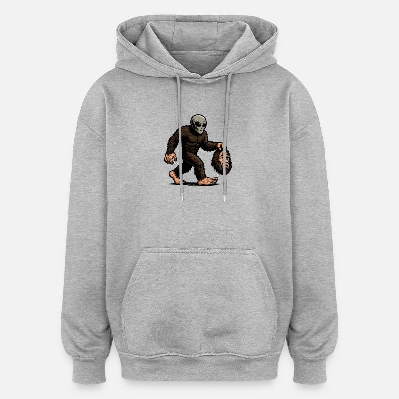 Bigfoot, Extraterrestre Sasquatch OVNI Science-fiction - Sweat à capuche oversize unisexe - gris chiné