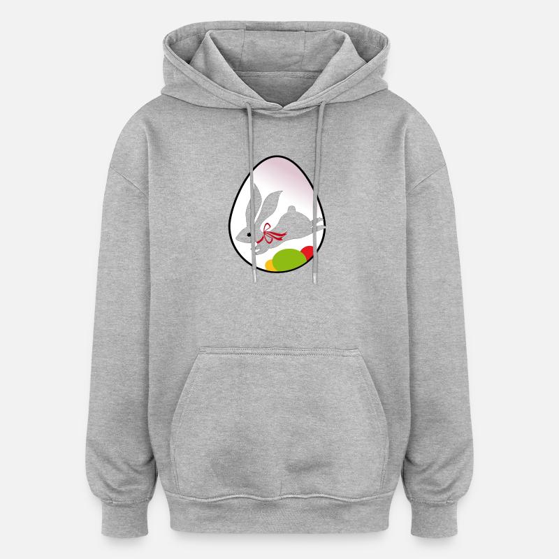 Easter Bunny Silhouette in Egg - Oversized Unisex Hoodie - heather grey