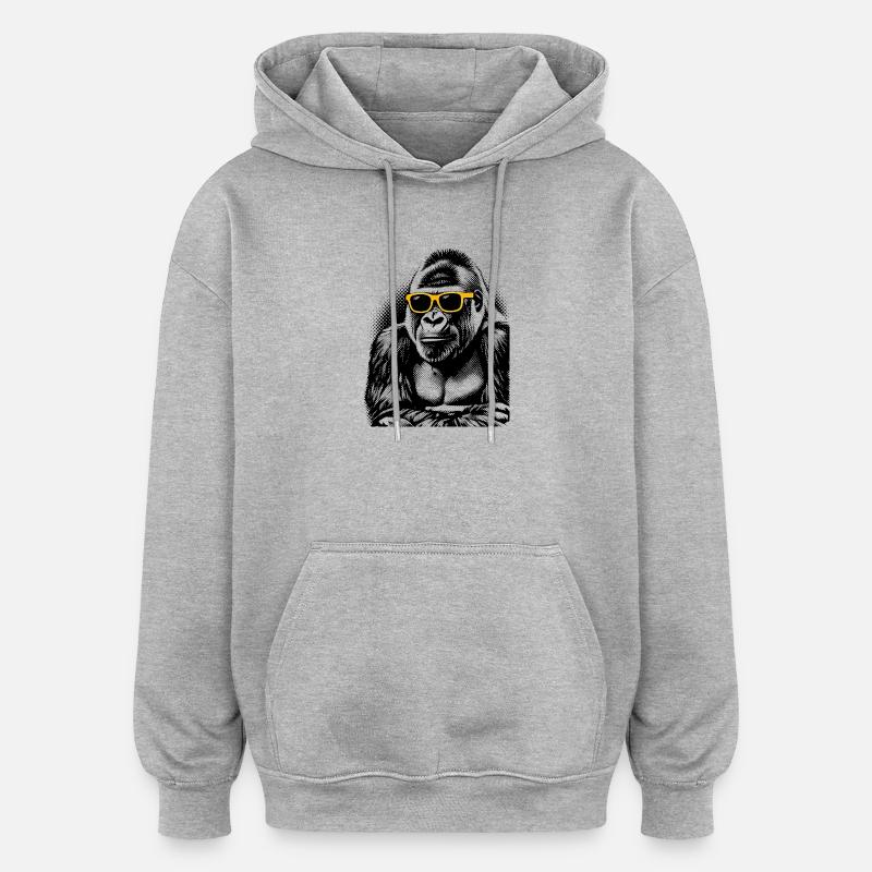 Gorilla Halftone – Neon Gelbe Sonnenbrille - Oversized Unisex Hoodie - Grau meliert