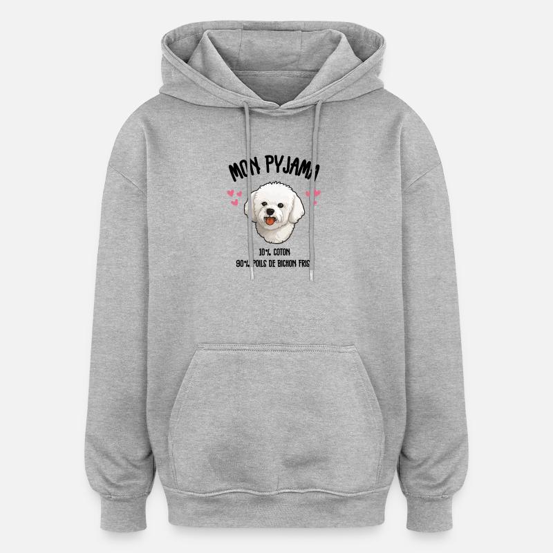 Pyjama Drôle Chien Bichon - Sweat à capuche oversize unisexe - gris chiné