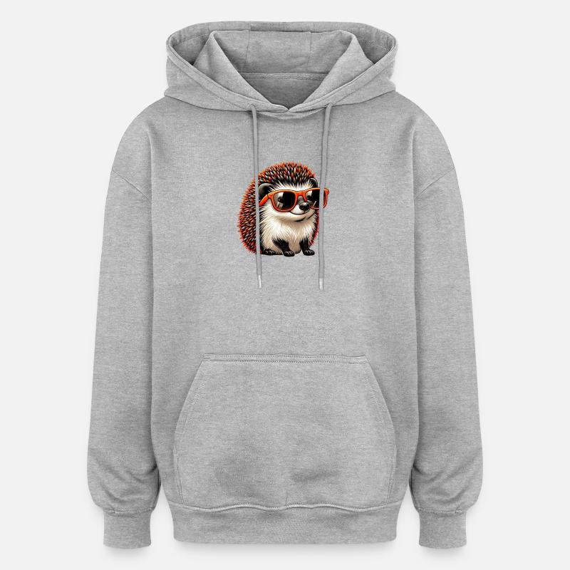 Igel Mit Sonnenbrille Igel Sarkasmus Tierliebhaber - Oversized Unisex Hoodie - Grau meliert